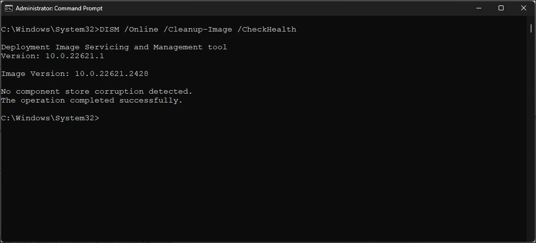 DISM scan health powershell command