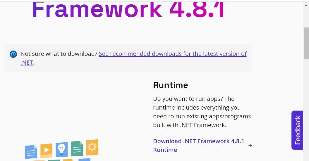 Опция Загрузки .NET Framework 4.8.1 