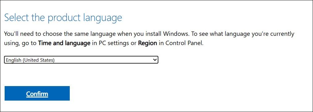 загрузите Windows 11 iso, выберите язык