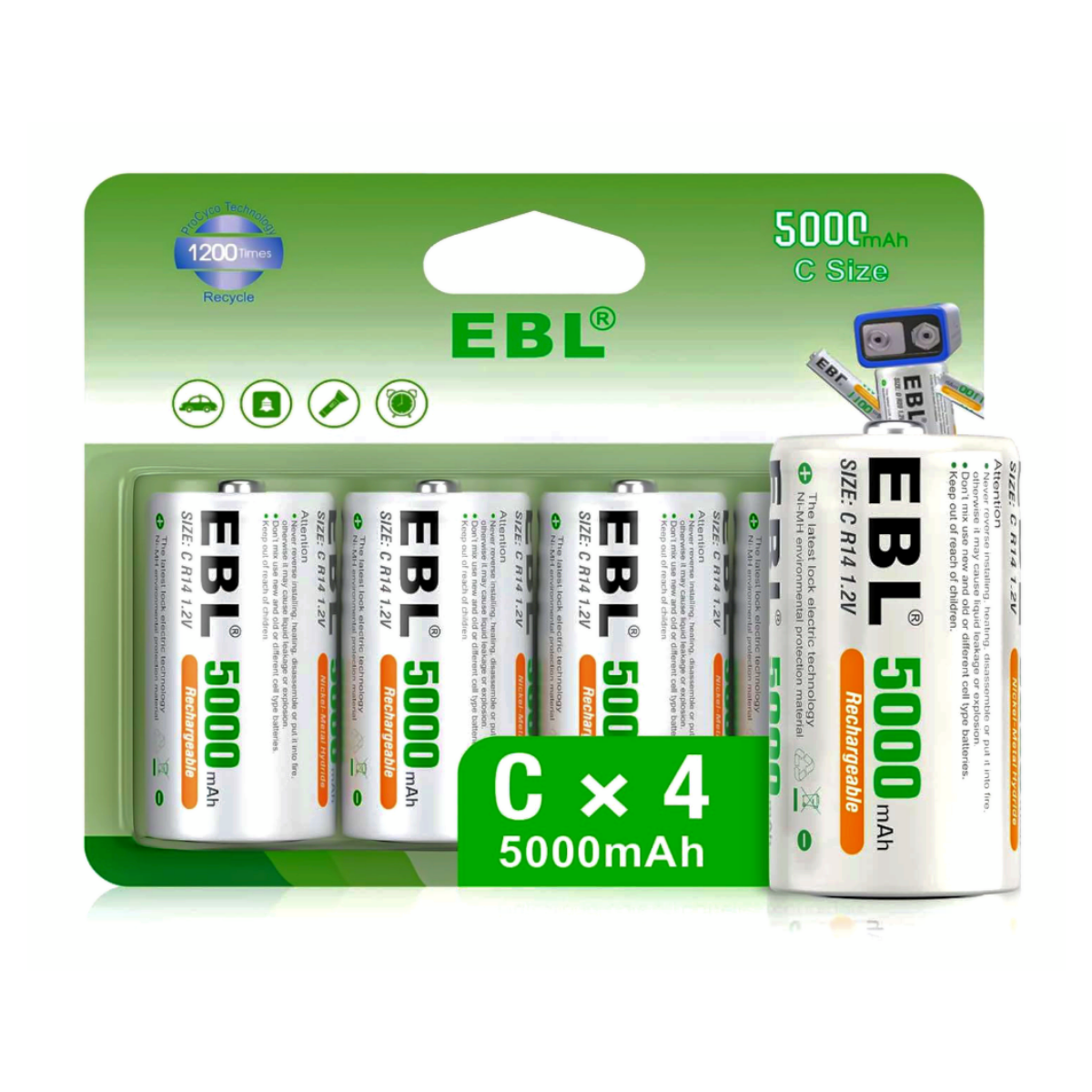 EBL Rechargeable C batteries