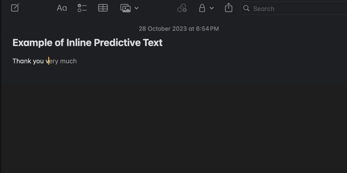 Example of Inline Predictive Text
