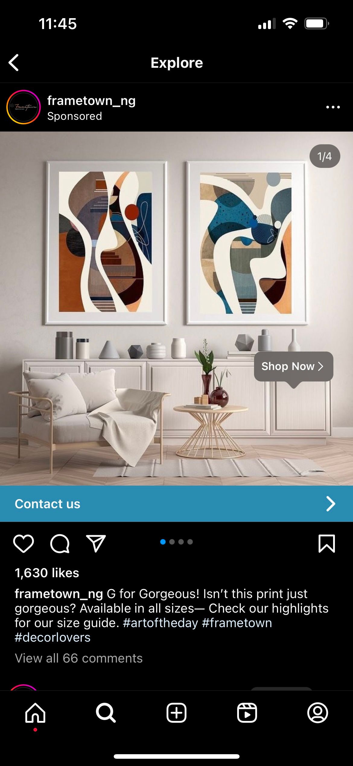 پست اینستاگرام Frametown_ng با دکمه خرید اکنون