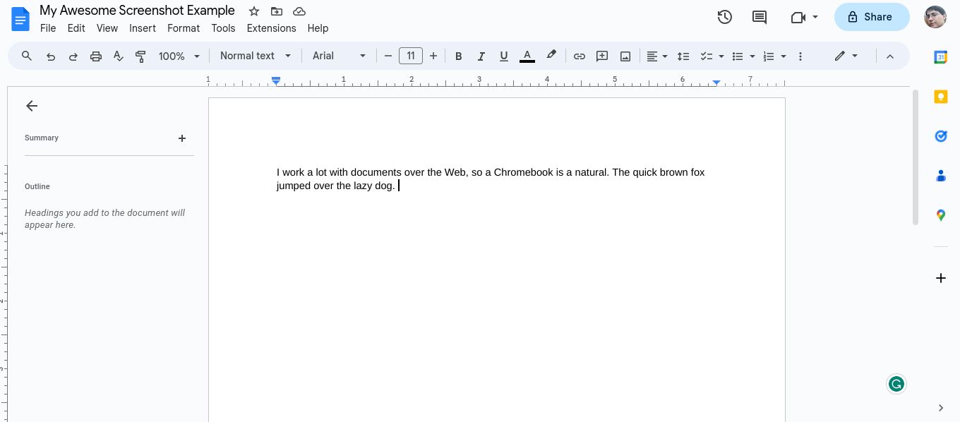 Editing a Google Doc on a Chromebook