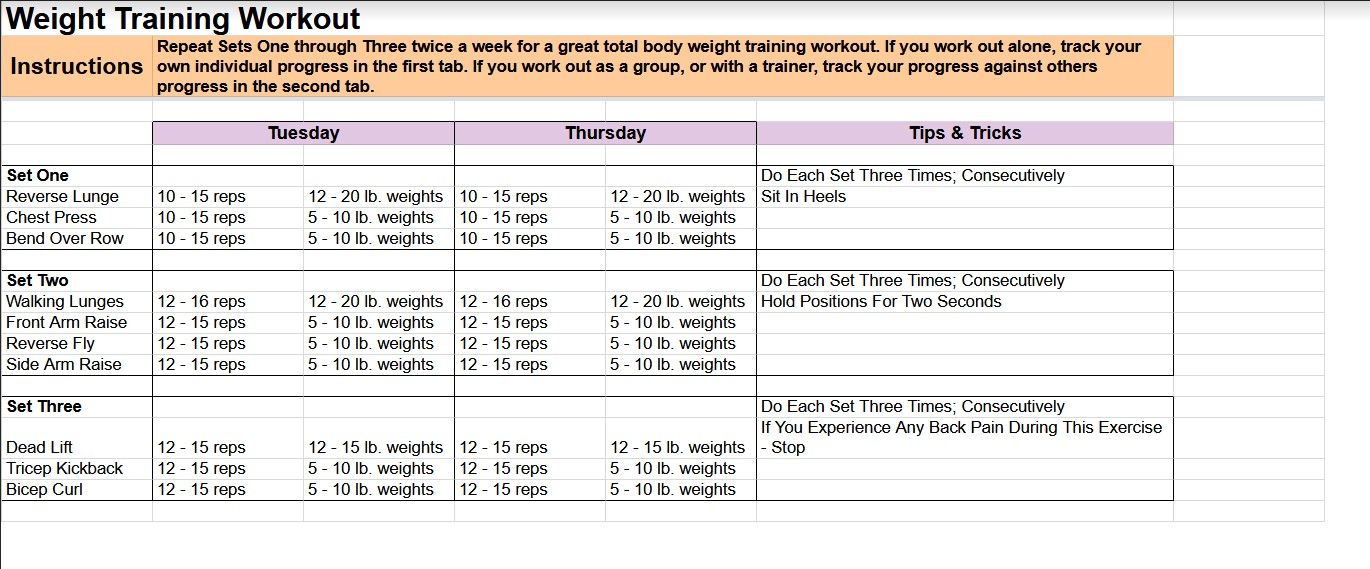 Google Sheets Template for Tracking Weight Training