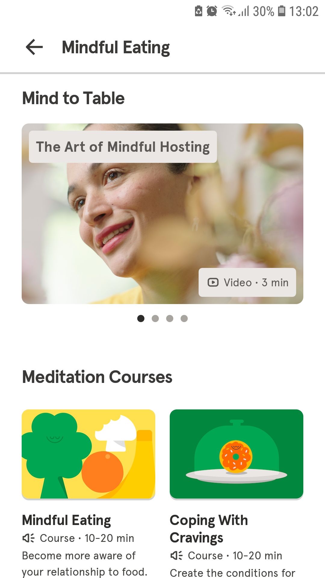 Headspace mobile app mind to table videos