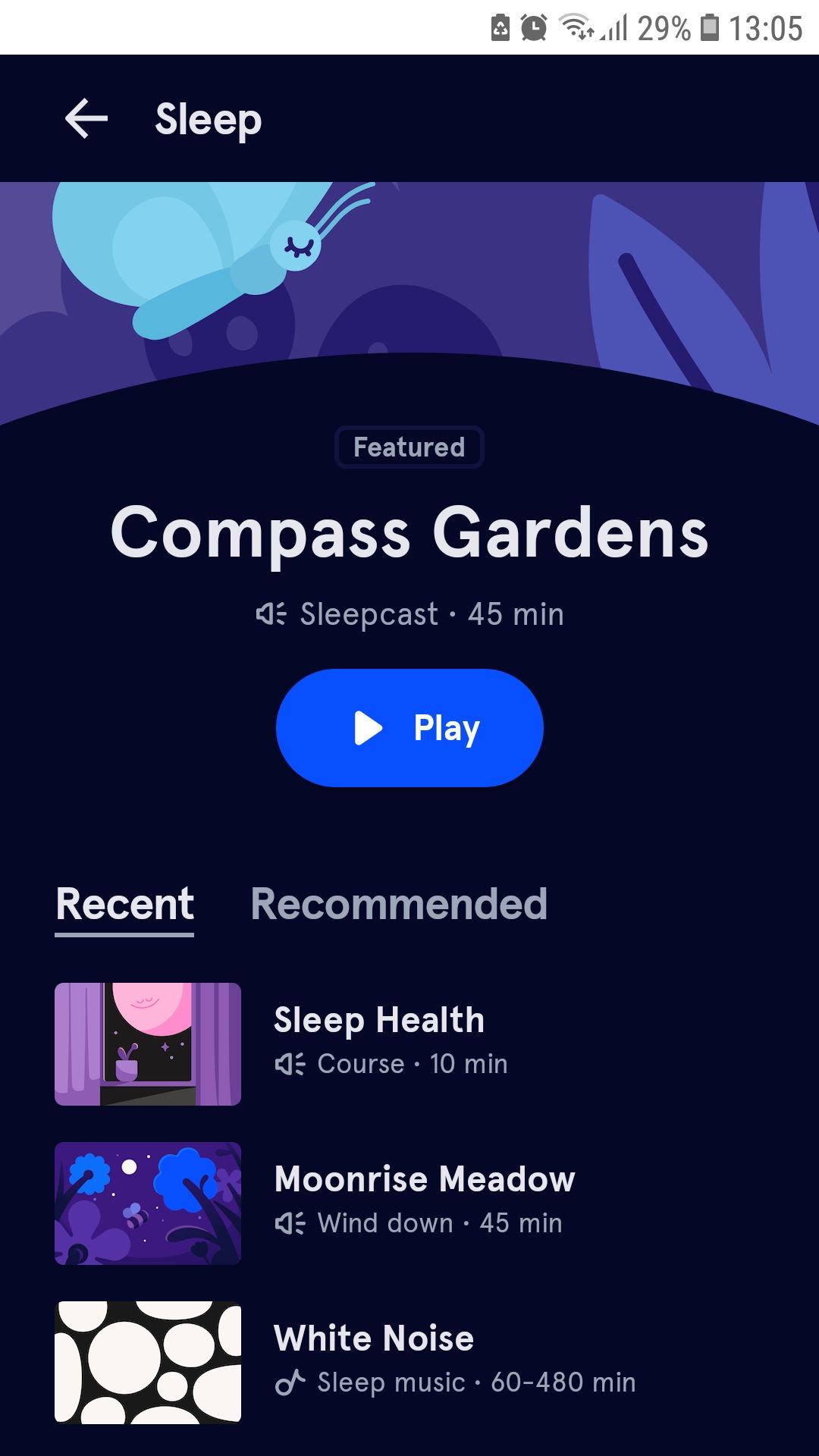 Headspace mobile app sleep content