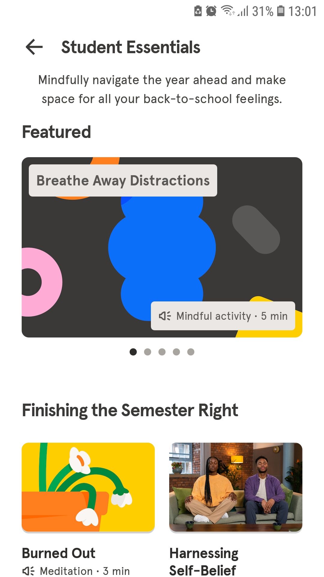 Headspace mobile app student essentials