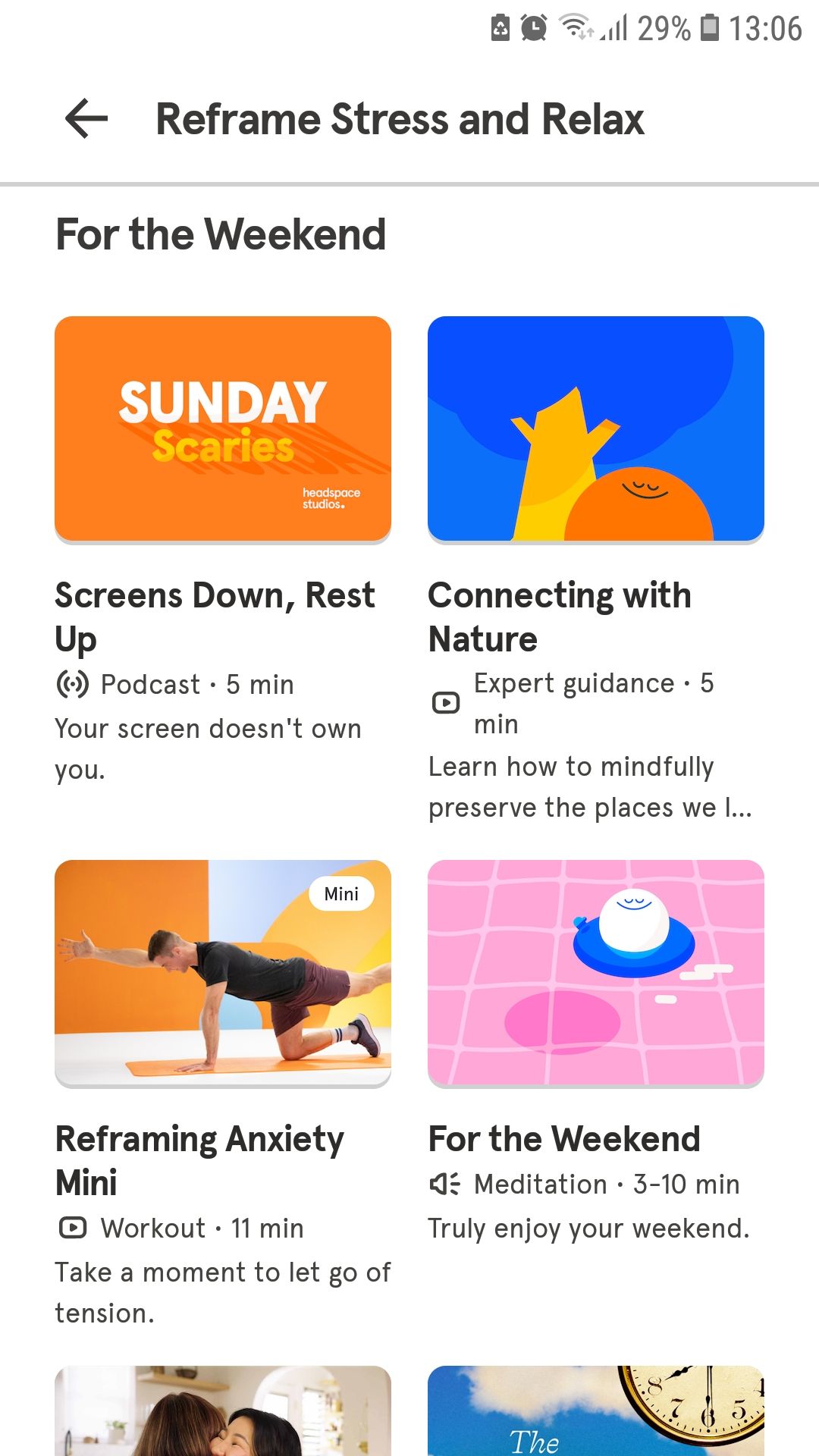 Headspace mobile app for the weekend