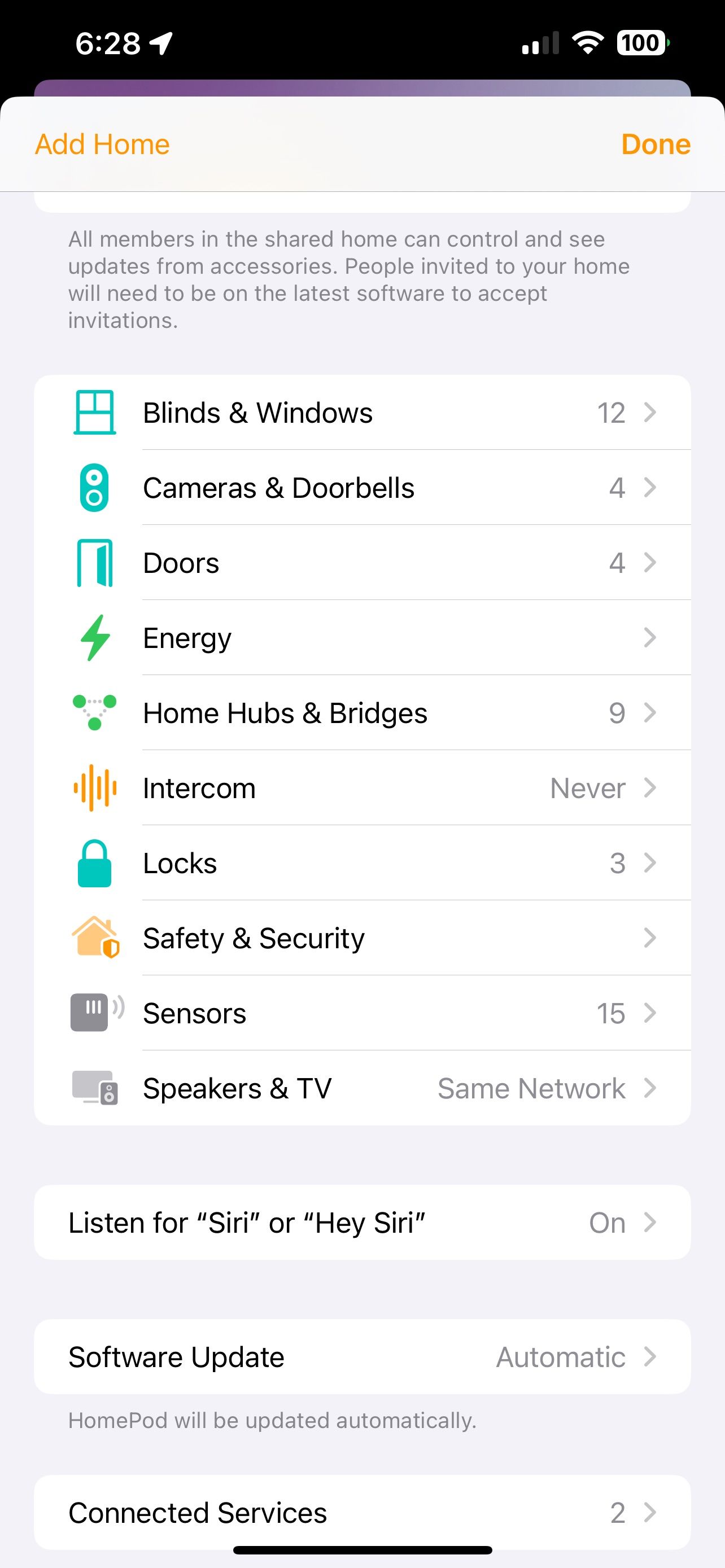 صفحه تنظیمات Home App iOS 17 صفحه اصلی