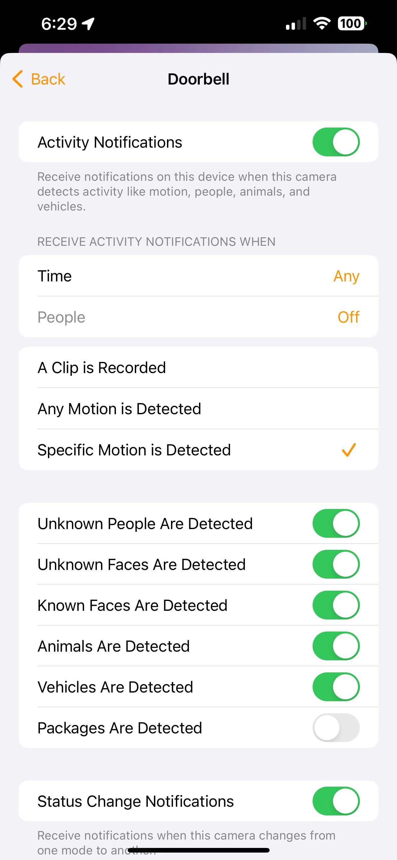Home App iOS 17 تنظیمات خانه دوربین ها و تشخیص بسته زنگ در خاموش است