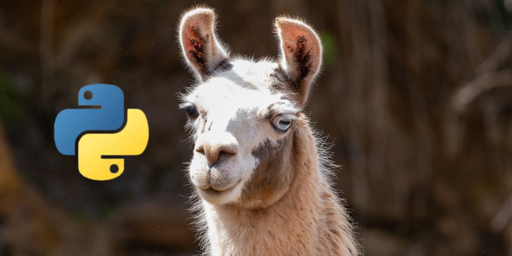 A llama with Python logo overlayed