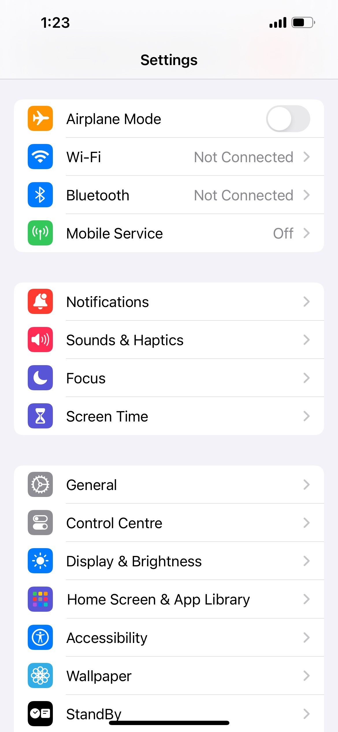 iphone main settings