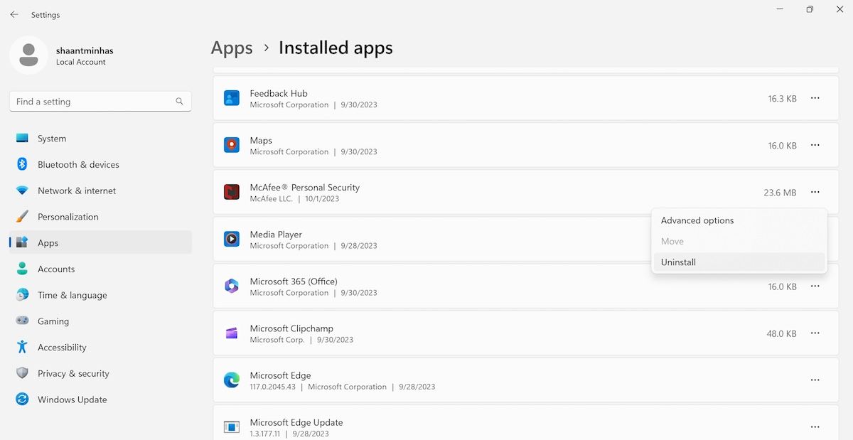 installed apps on windows pc