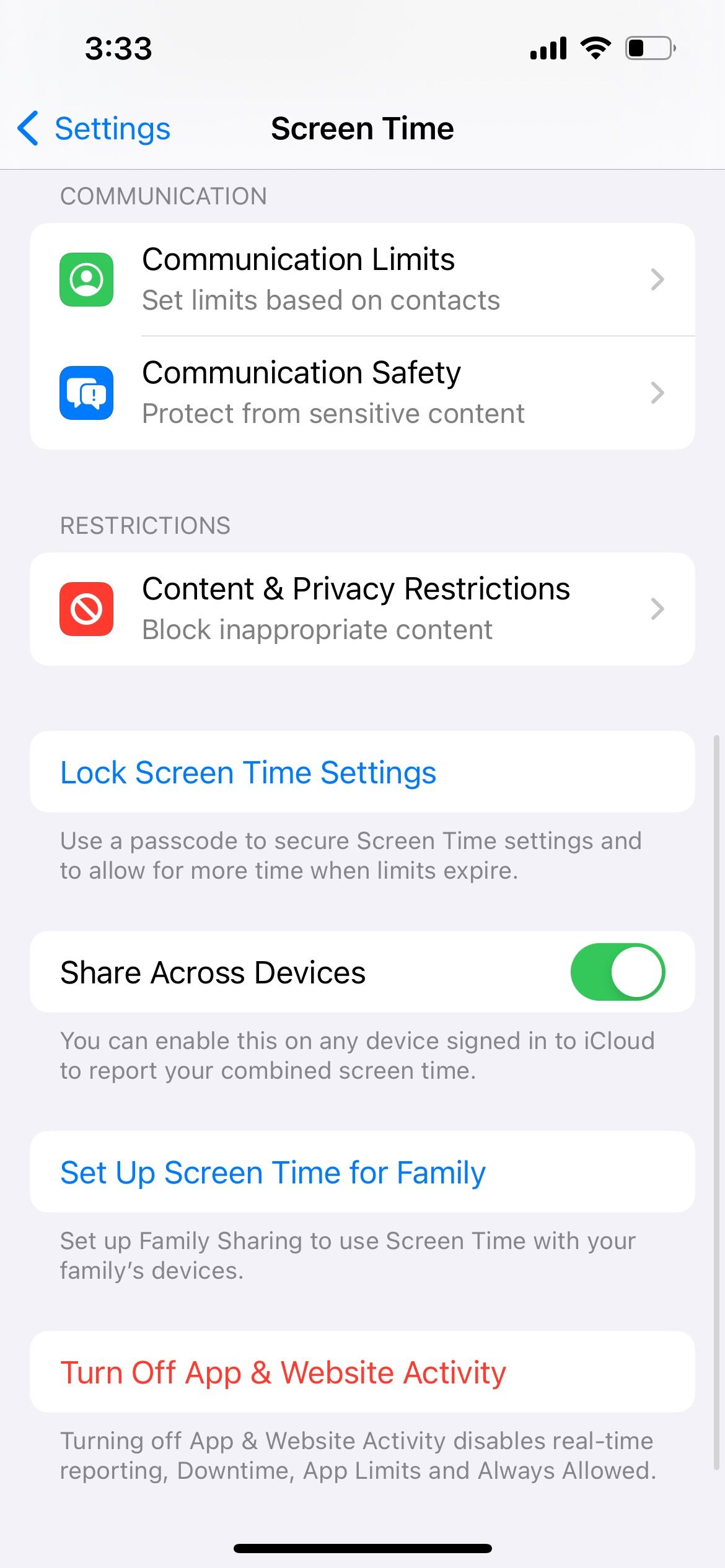 iphone screen time passcode settings