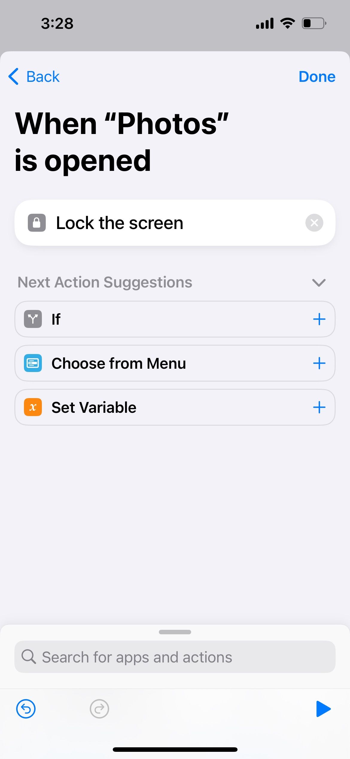 iphone shortcut to lock the photos app
