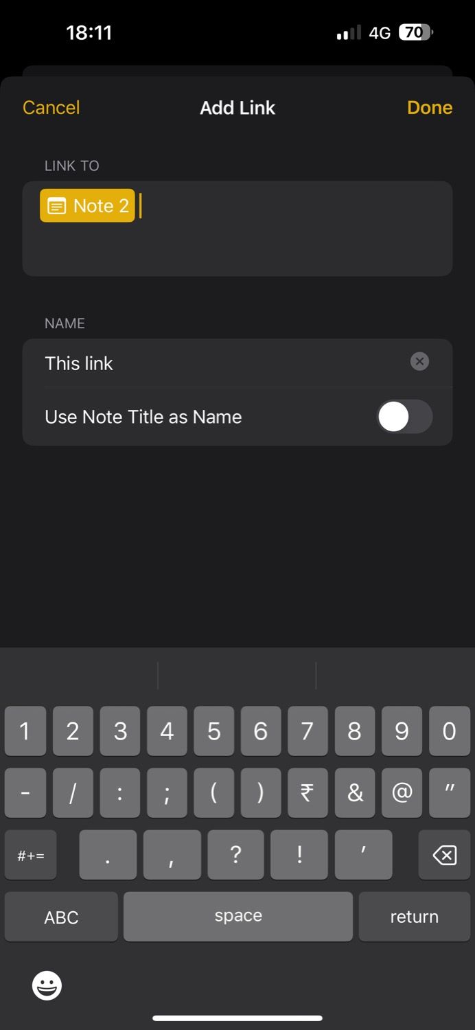 افزودن پیوند به یادداشت در Apple Notes در آیفون