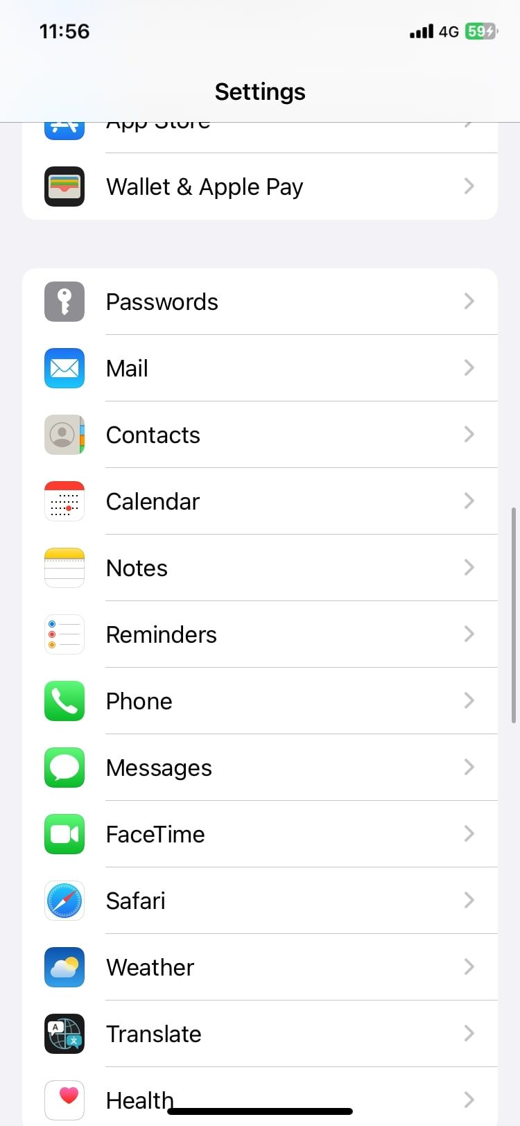 mail in iPhone settings