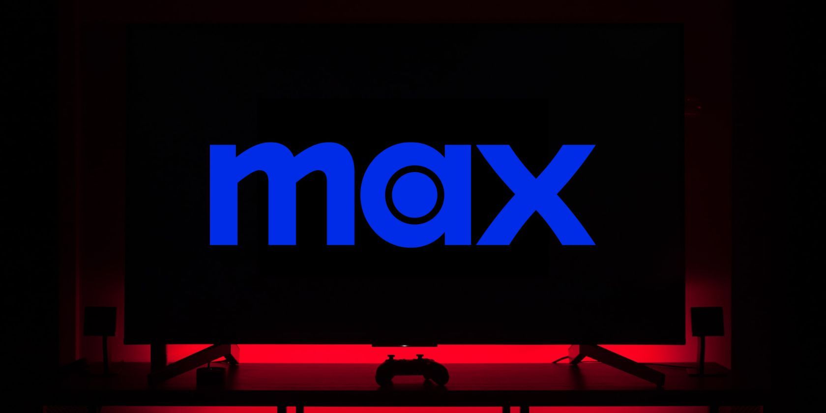 hbo max logo on tv screen with red backlight
