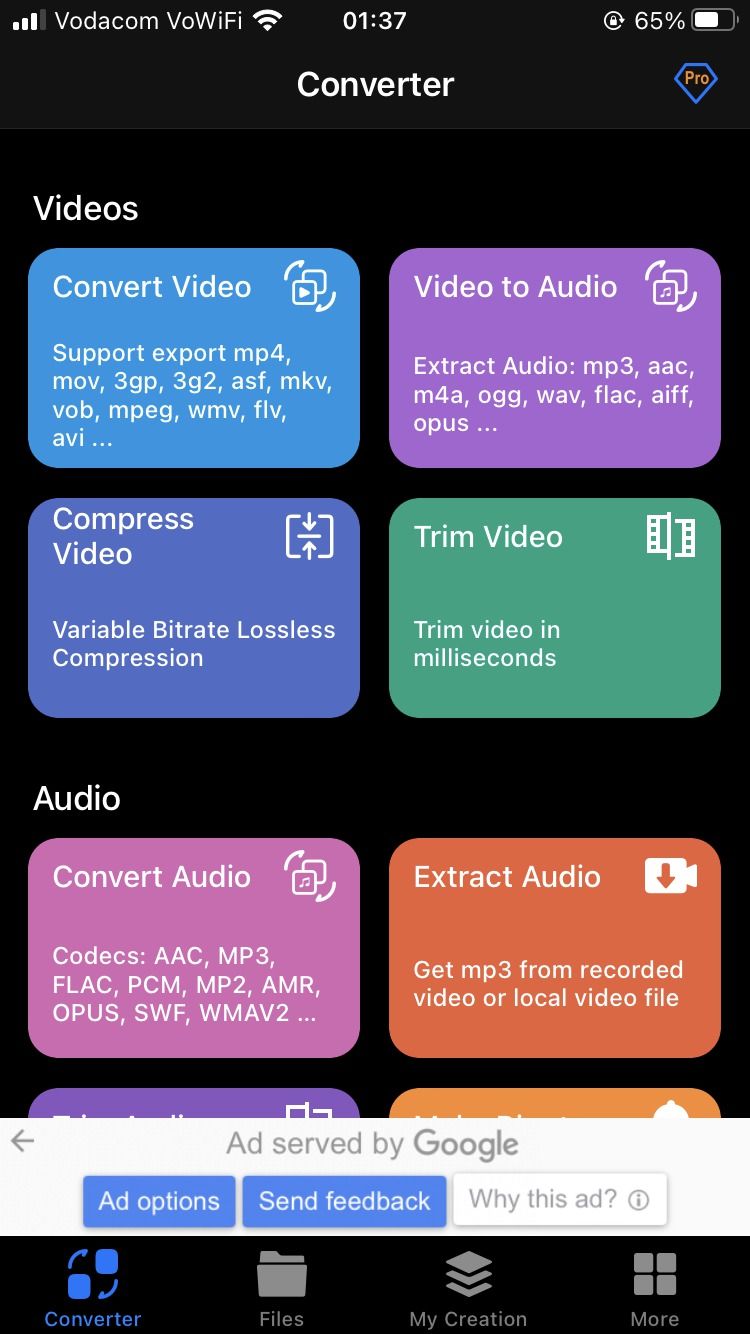 Converter Tab in Media Converter App