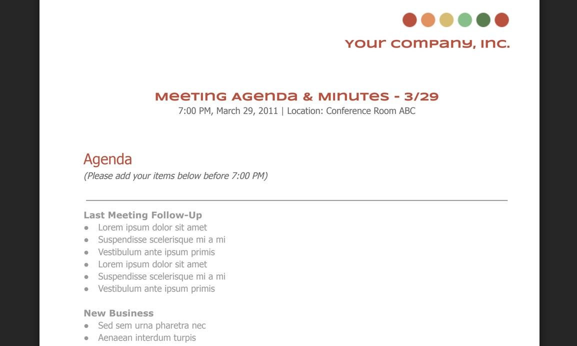 Meeting Agenda Google Docs Template