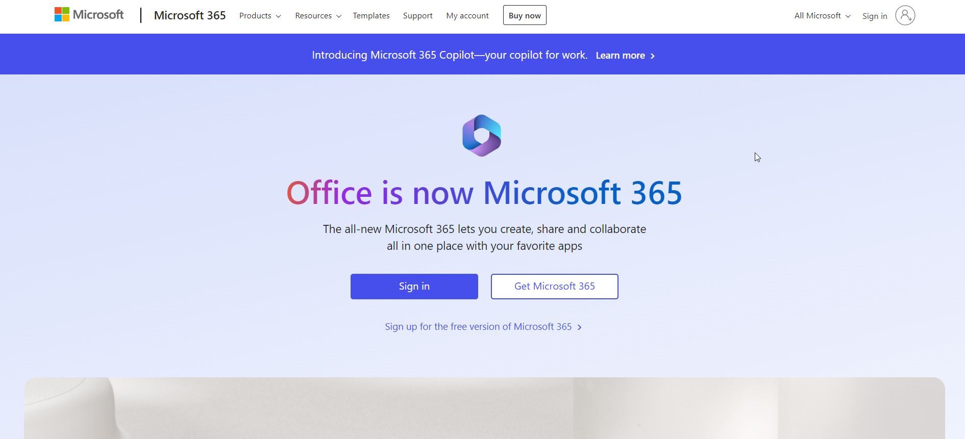 Microsoft 365 website