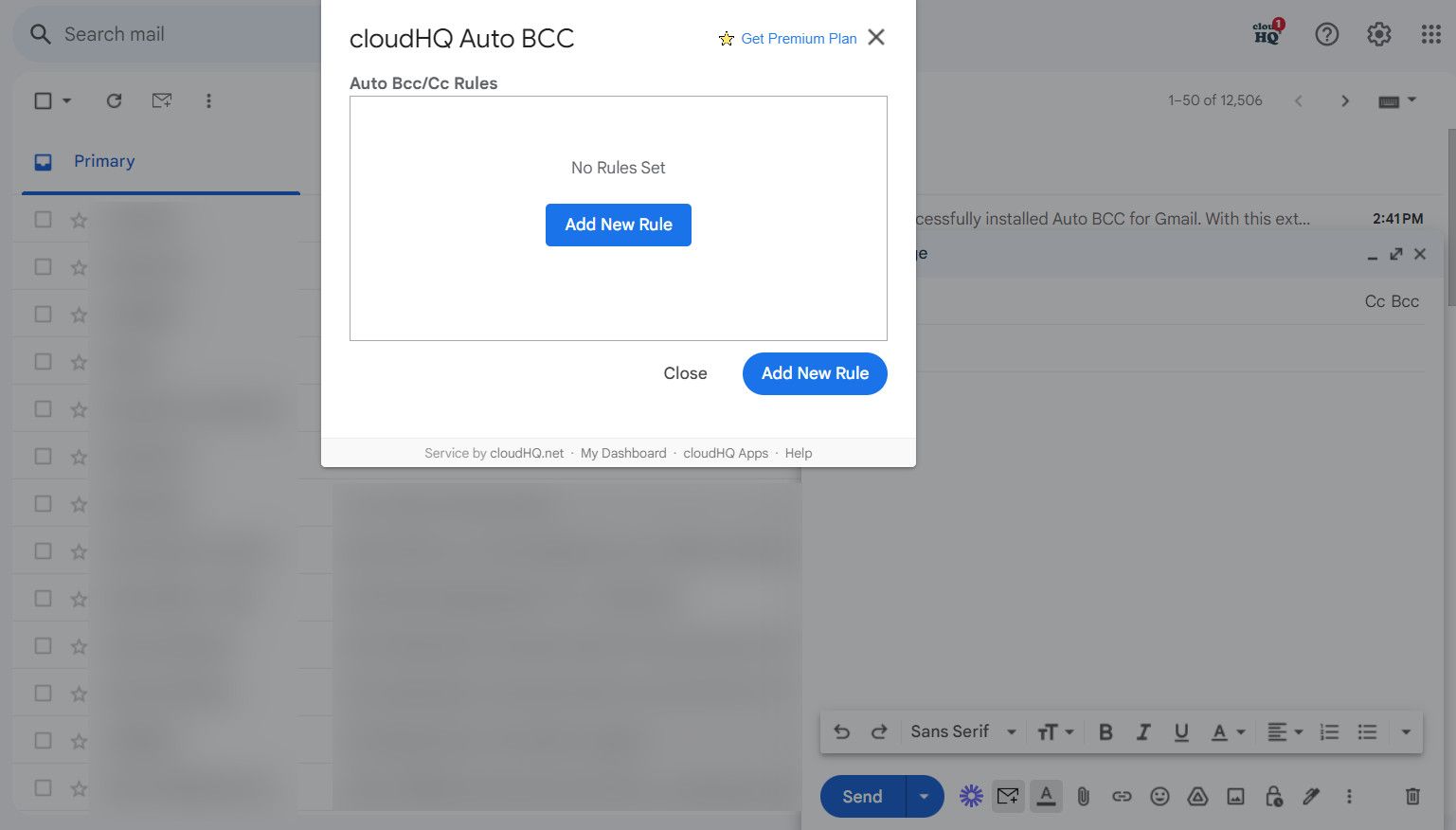 Clicking on the Add New Rule button in Gmail
