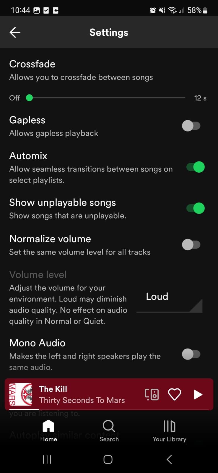 Disable normalize volume on Spotify mobile