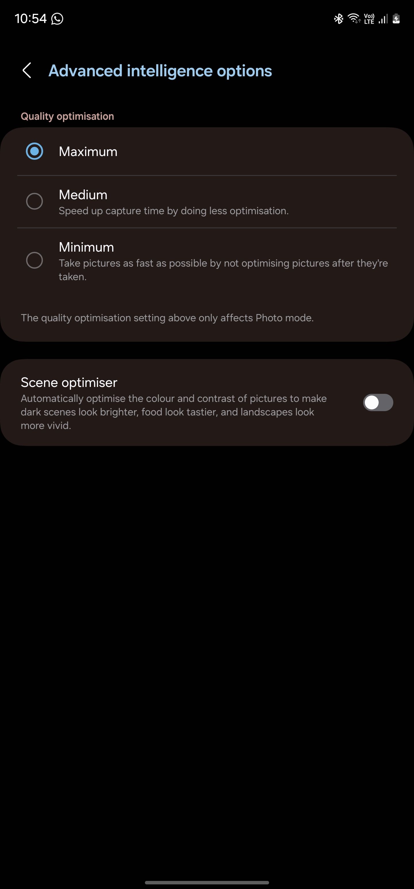 تنظیمات برنامه One UI 6 Camera
