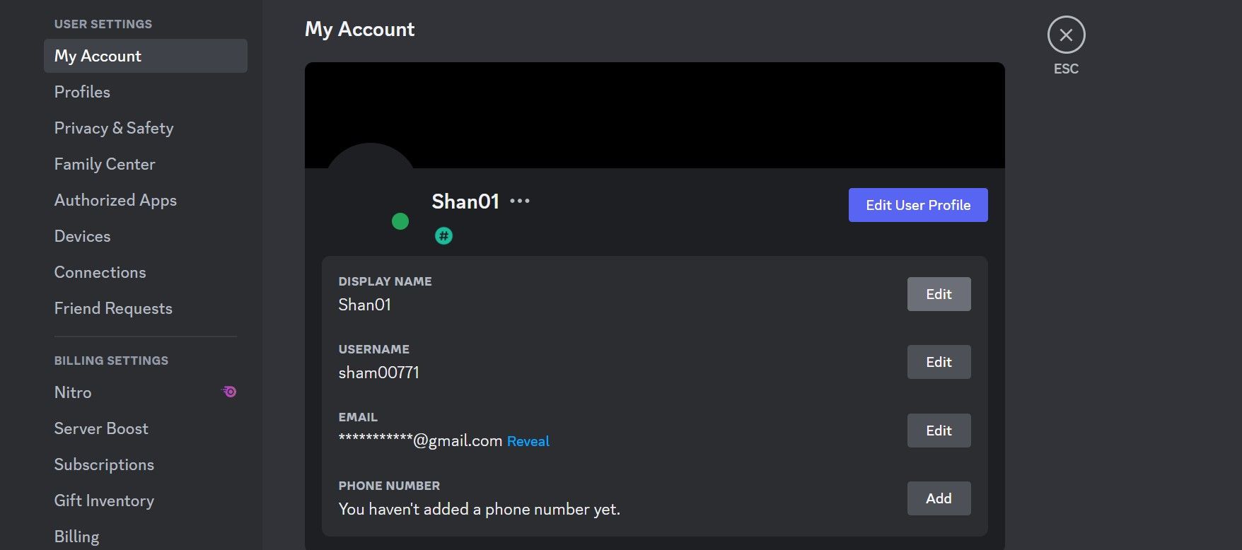 Opening the Display Name Settings in the Discord Settings