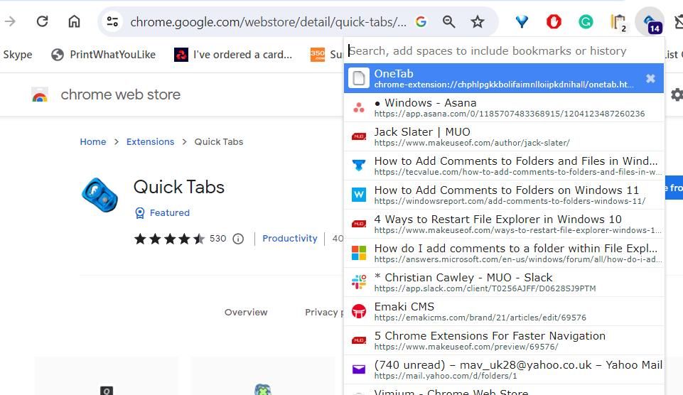 The QuickTabs extension 