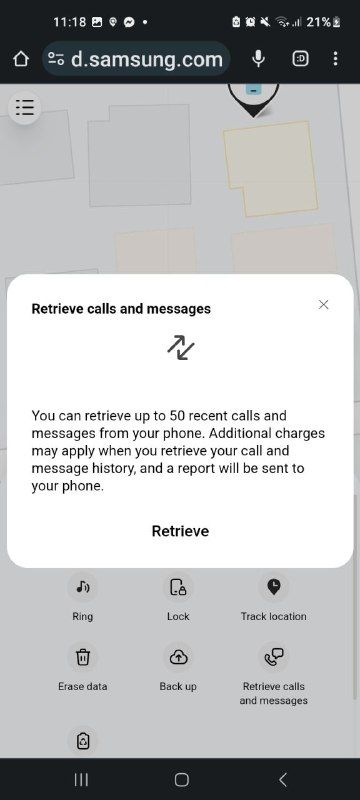 Retrieve calls and messages in Samsung SmartThings Find