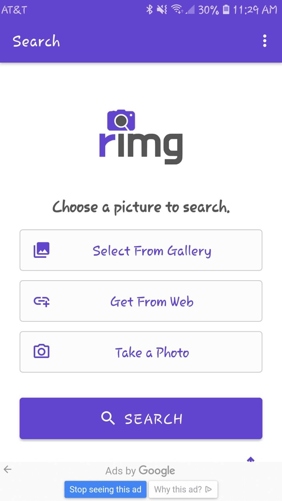 Reverse image search rimg picture selection options