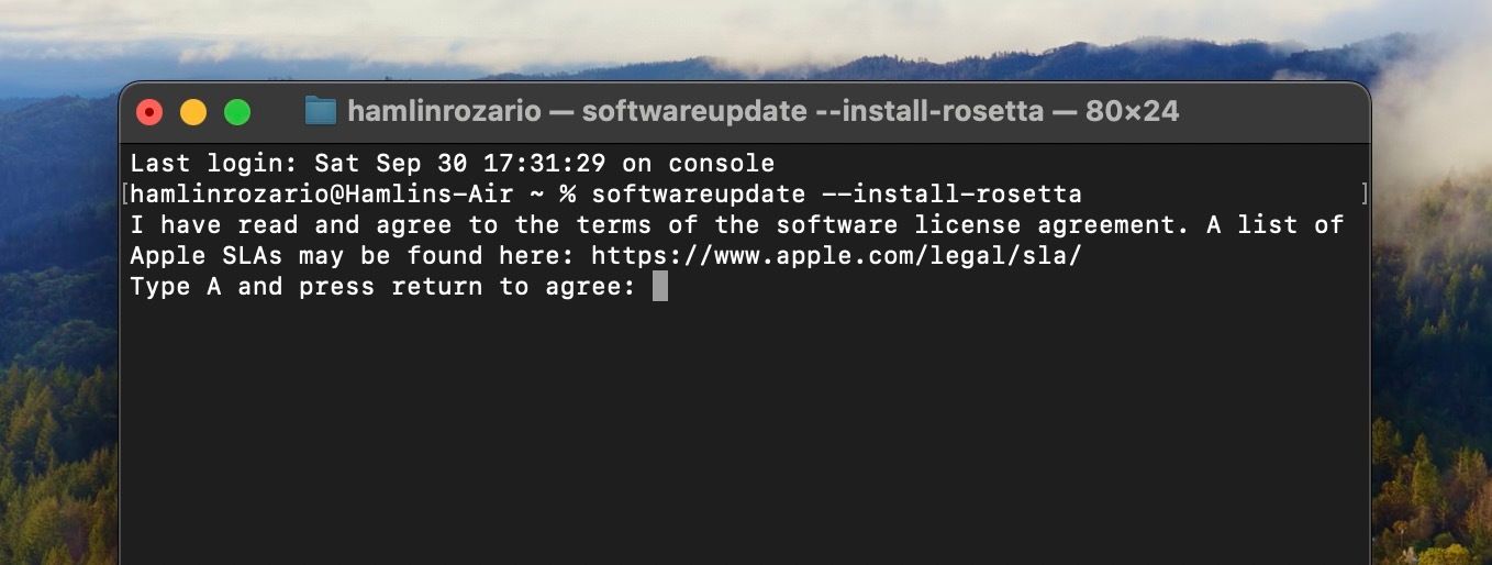 Rosetta 2 installation in macOS