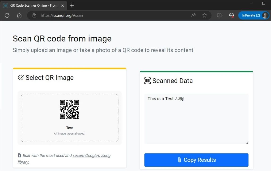 Scan QR Code From an Image on Windows PC Using an Online Service