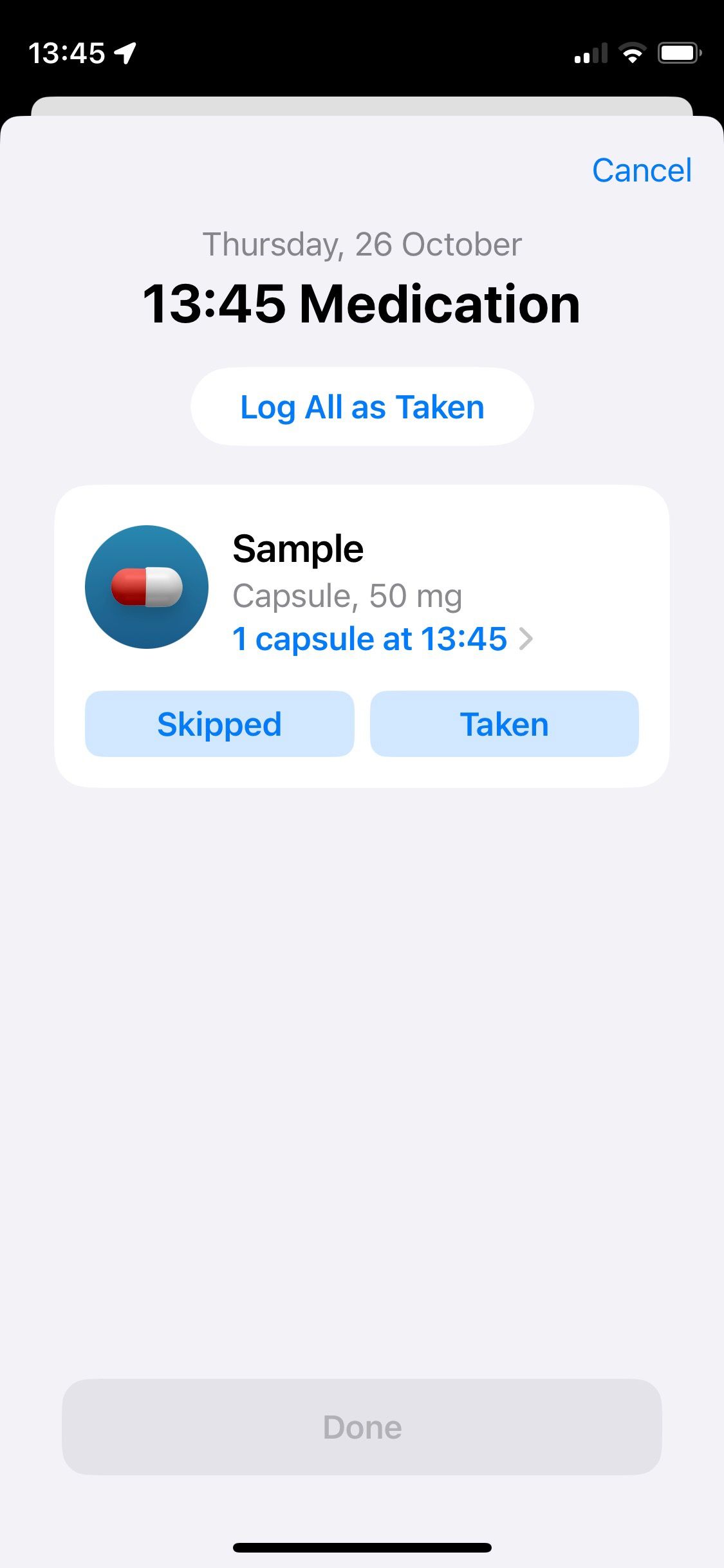 صفحه ورود به سیستم Apple Health Medication