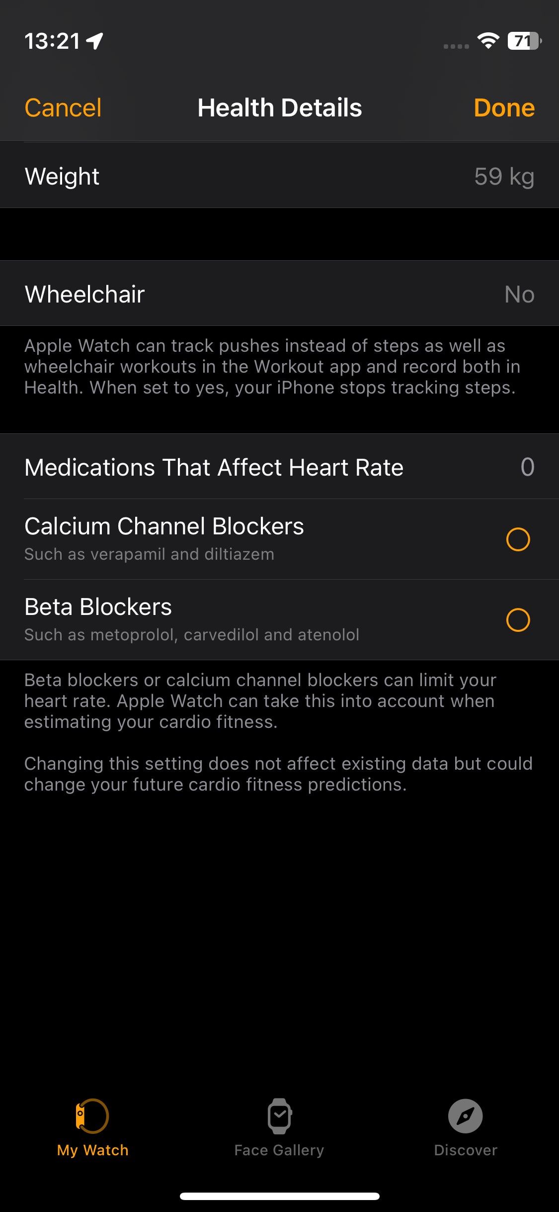 جزئیات سلامت در برنامه Apple Watch در آیفون