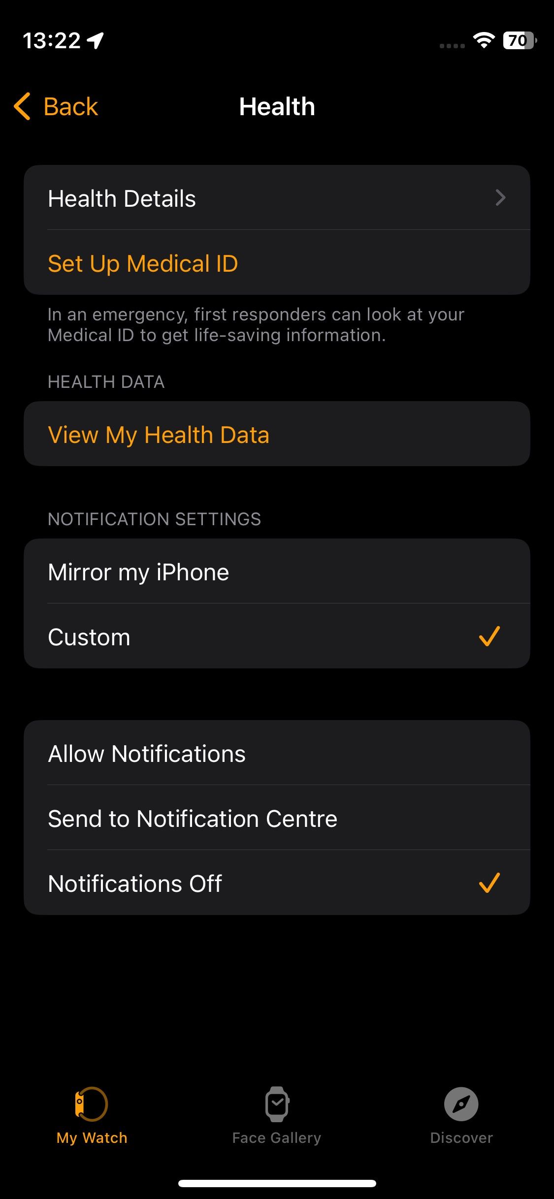 تنظیمات سلامت در برنامه Apple Watch