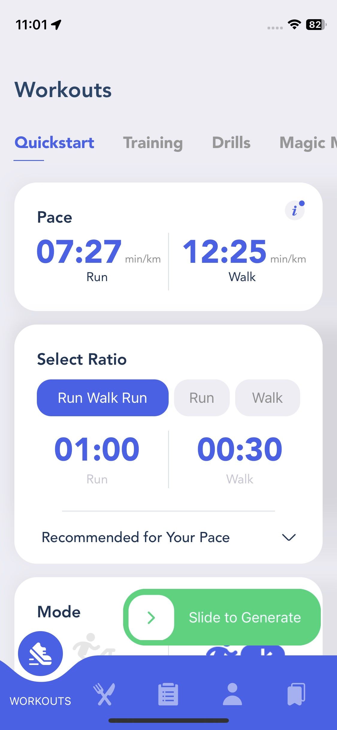 Screenshot of Jeff Galloway Run Walk Run app