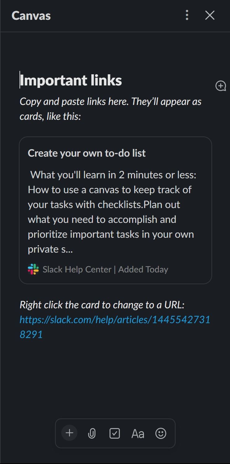 استفاده از پیوندهای مهم در Slack Canvas