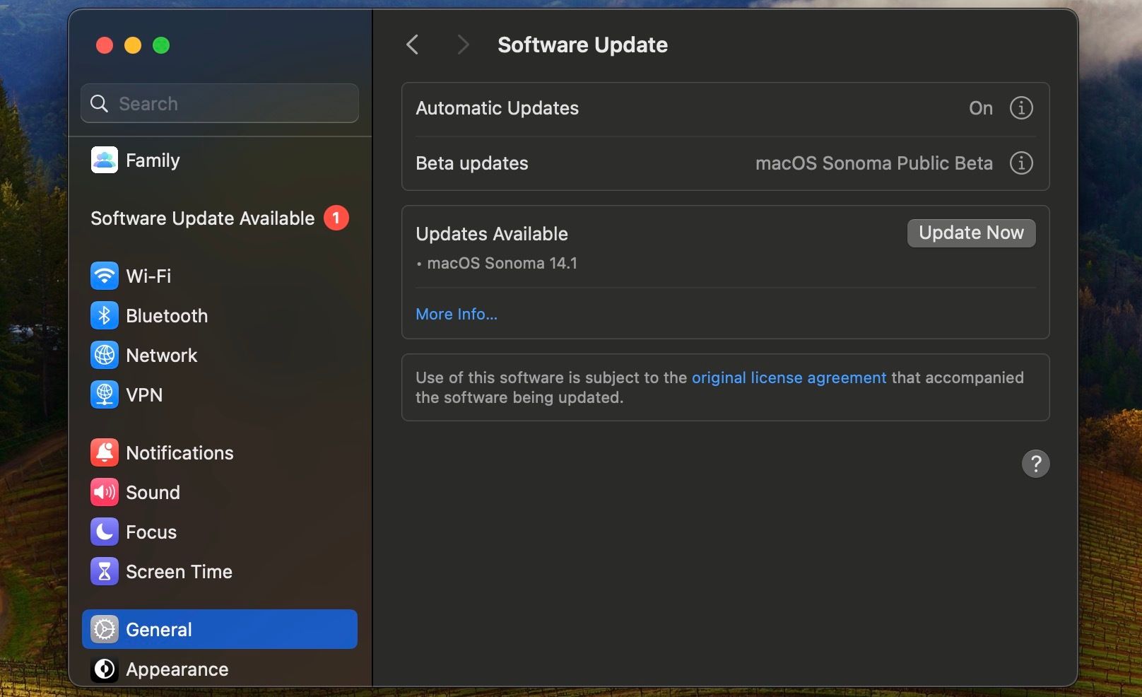 بخش به روز رسانی نرم افزار در macOS