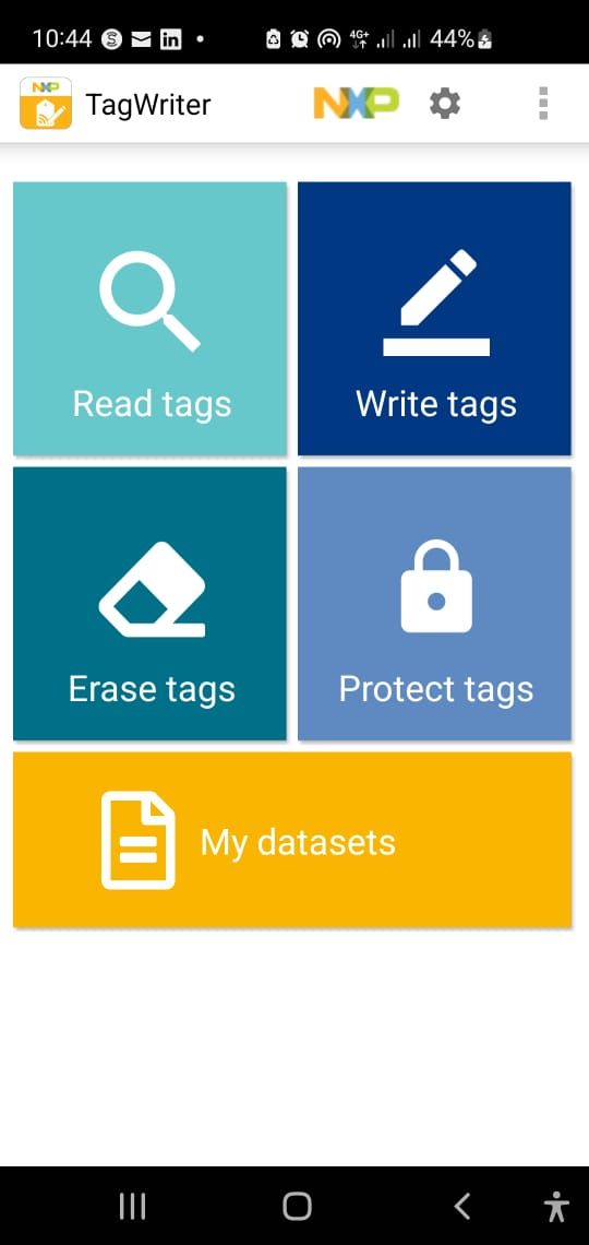 A screenshot of the Tagwriter App on an Android smartphone