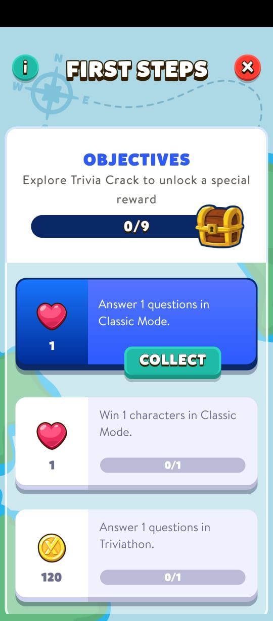 نقشه اهداف در Trivia Crack