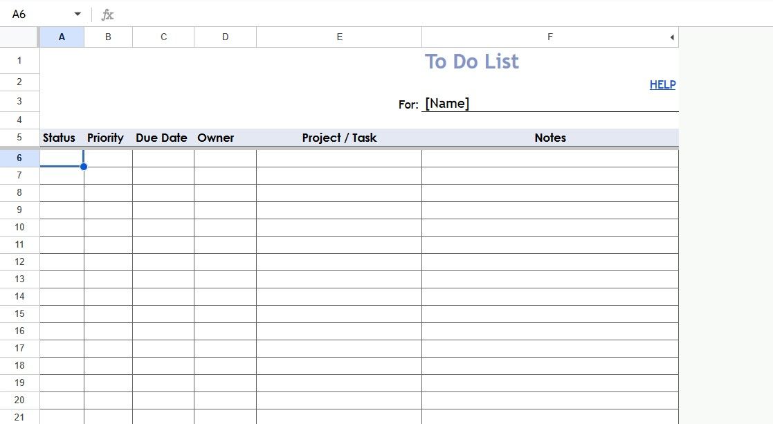 To-Do List Template on Google Sheets