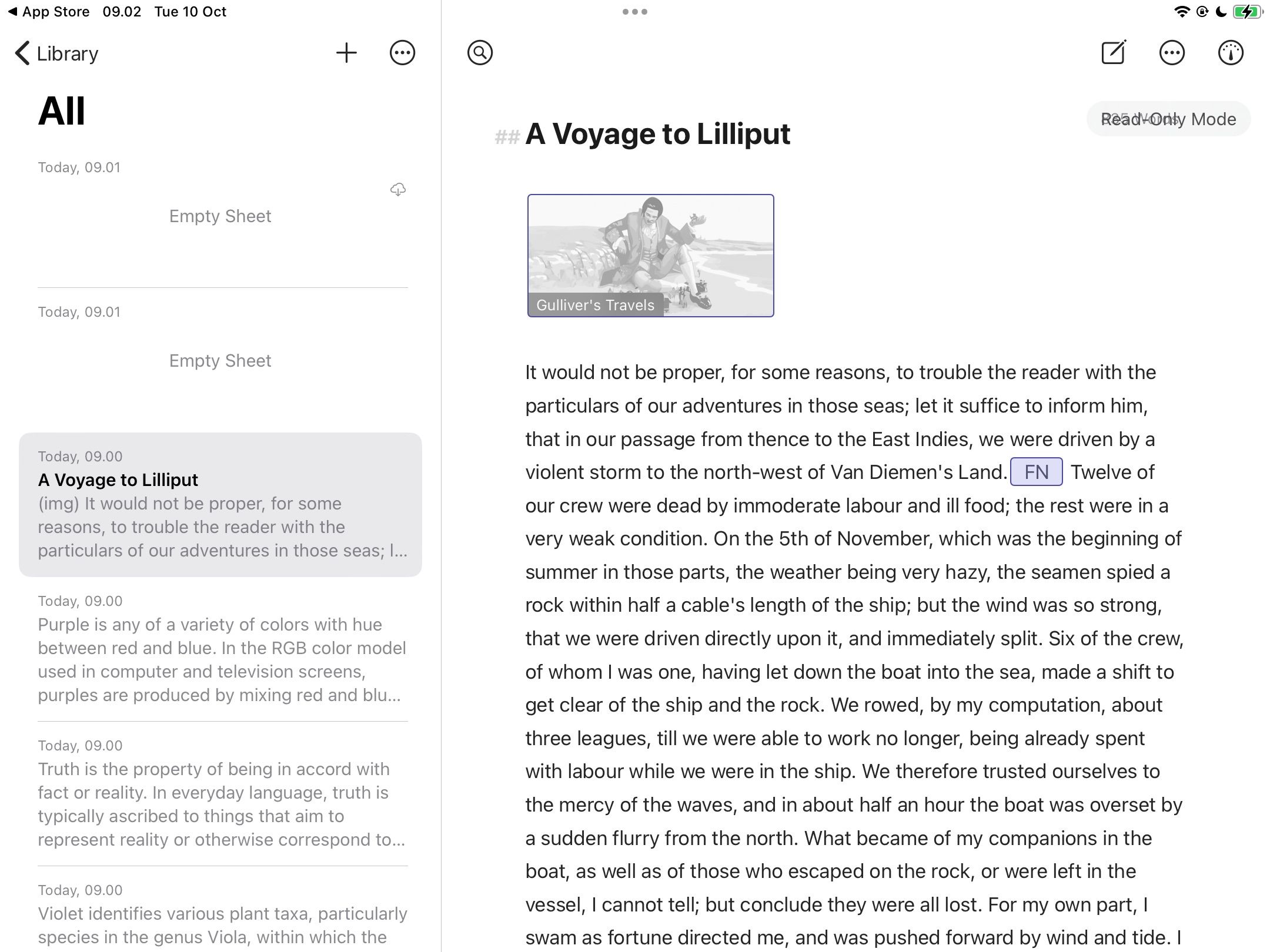 A Document Open in the Ulysses App on iPad