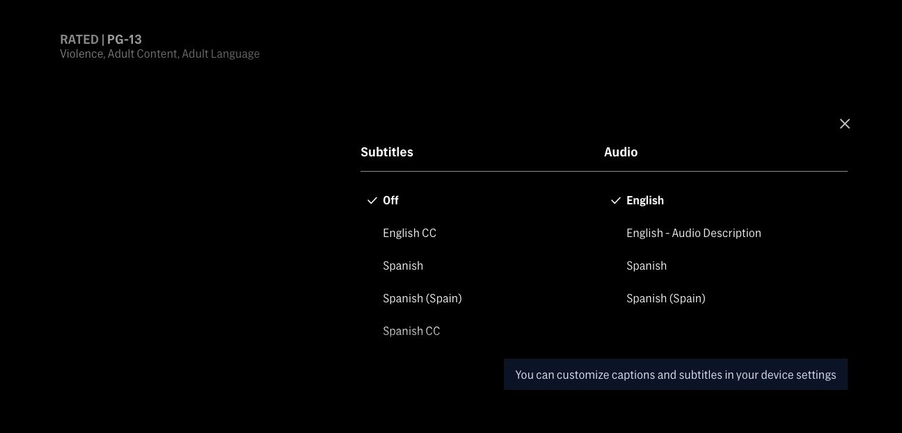 Subtitles and Audio Settings on Max