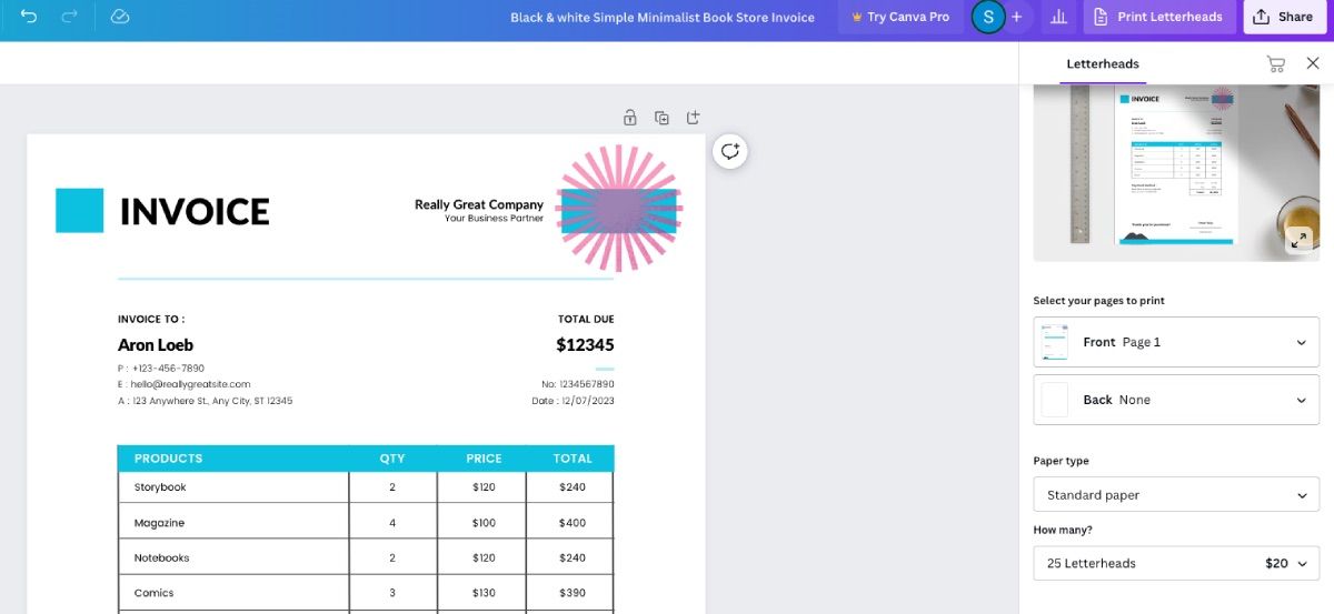 How to Create an Invoice With Canva