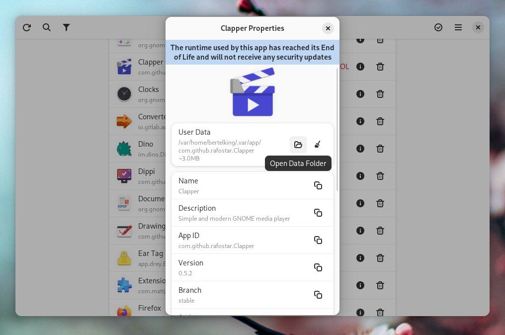 انبار نمایش اطلاعات Flatpak برای برنامه Clapper