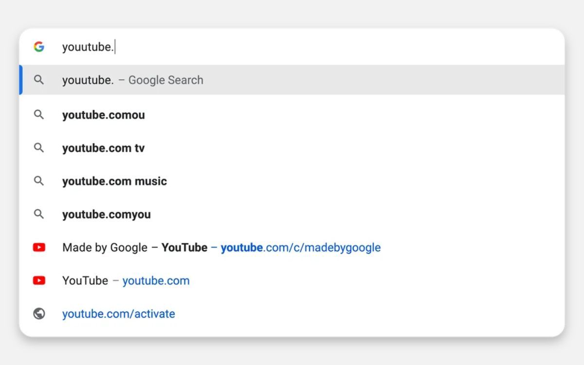 Image of YouTube Google search typo