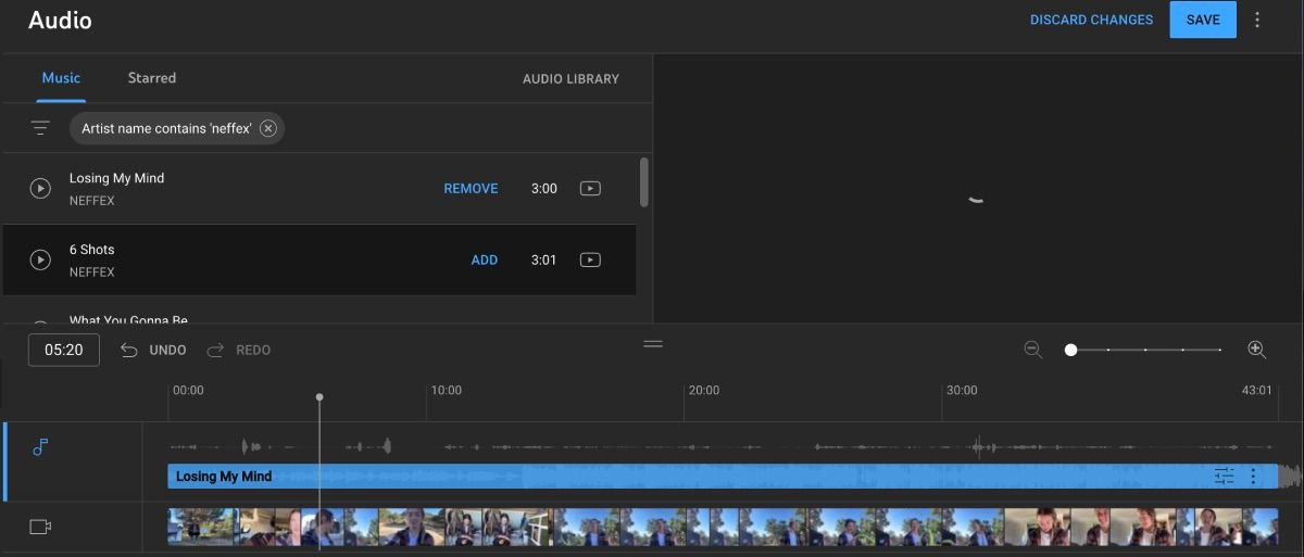ویرایشگر ویدیوی YouTube Studio با اضافه شدن آهنگ Neffex به ویدیو باز می شود