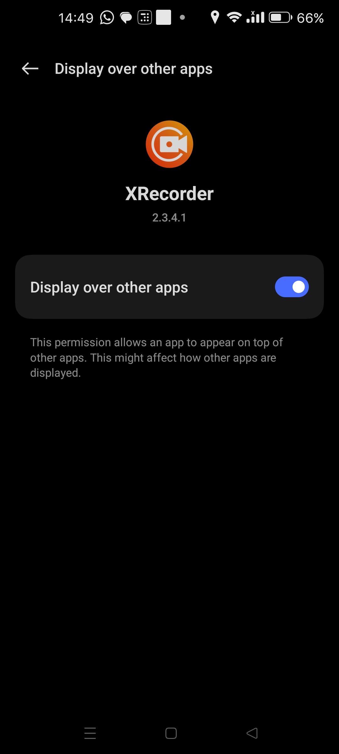 Select Display Over Other Apps